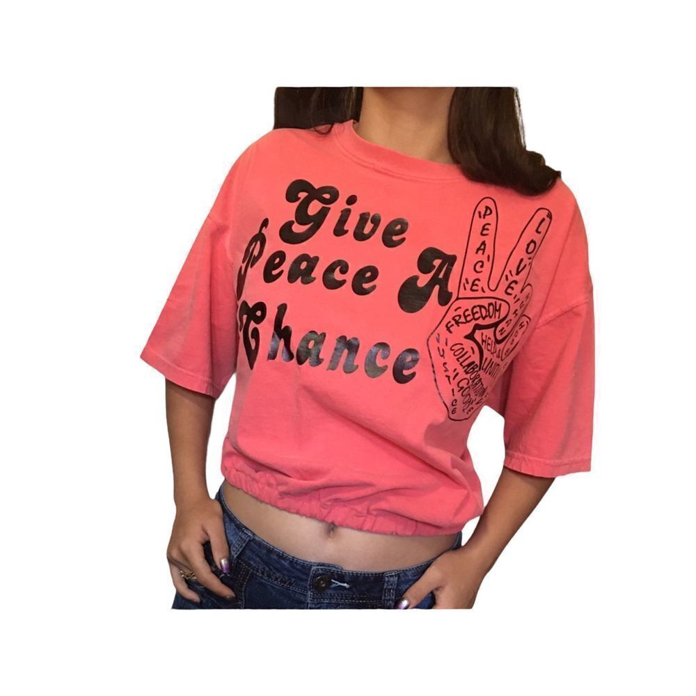 Free with Purchase New Give Peace A Chance Cropped Tee L